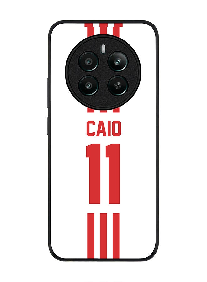 Stylizedd Rugged Black edge case for Realme 12 Plus 5G / Realme 12 4G, Slim fit Case Flexible TPU Gel Thin Cover - Football Team - UAE, Player Name - Caio - Image 1