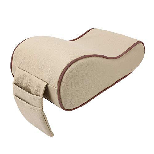 AutoFurnish Car Accessories Premium Car Armrest Cushion with Storage Box Memory Foam PillowMade of PU LeatherComes with Ergonomic Design Car Phone FolderUniversal Fit Beige Brown