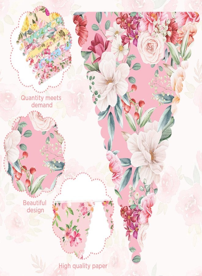 Faccito 49 Ft 5 Pcs Tea Floral Party Paper Bunting Decor Outdoor Bunting Banner Outdoor Vintage Bright Floral Paper Wildflower Garland Garden Theme Tea Party Bridal Shower Decorations for Women - Image 3