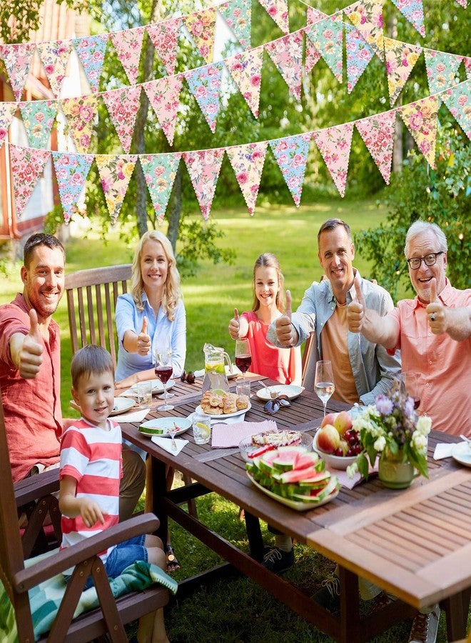 Faccito 49 Ft 5 Pcs Tea Floral Party Paper Bunting Decor Outdoor Bunting Banner Outdoor Vintage Bright Floral Paper Wildflower Garland Garden Theme Tea Party Bridal Shower Decorations for Women - Image 5