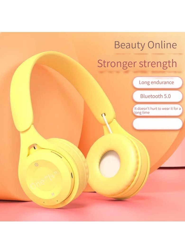 سماعة رأس لاسلكية جديدة بتقنية البلوتوث قابلة للطي مع سماعات رأس ستيريو للألعاب (أصفر) - Image 1