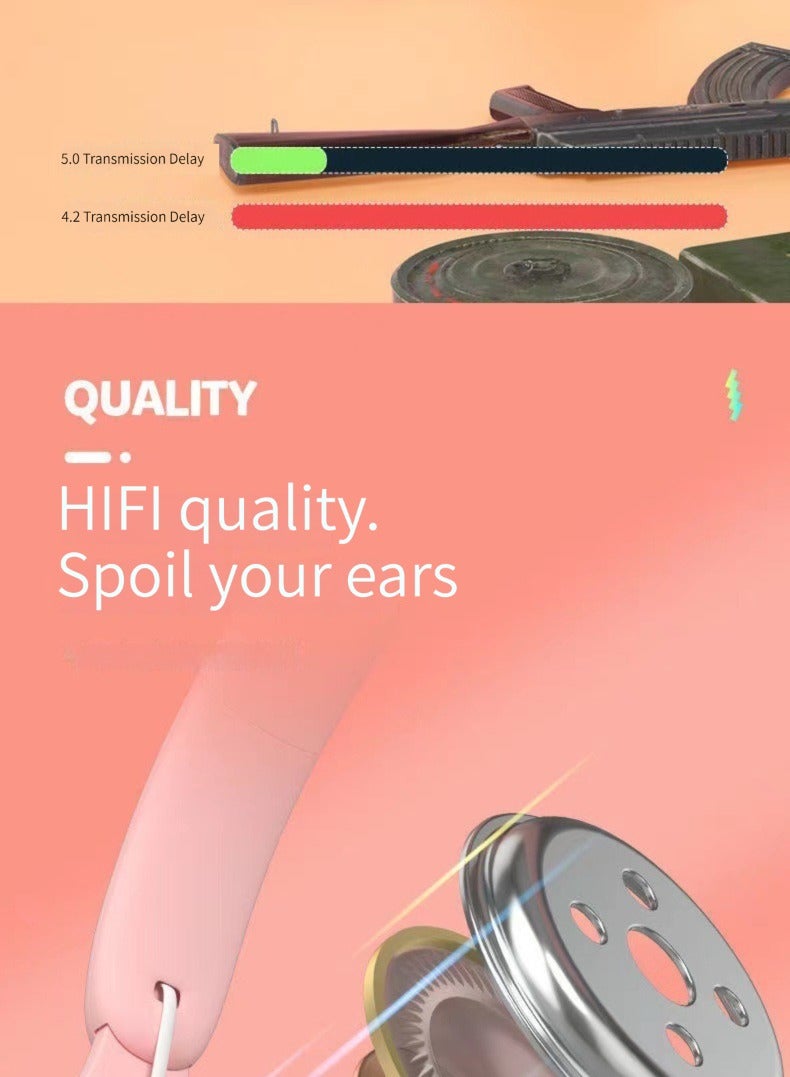 سماعة رأس لاسلكية جديدة بتقنية البلوتوث قابلة للطي مع سماعات رأس ستيريو للألعاب (أصفر) - Image 4