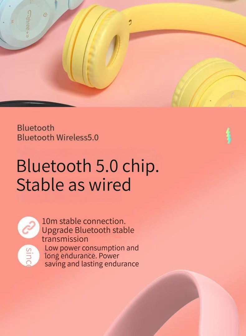 سماعة رأس لاسلكية جديدة بتقنية البلوتوث قابلة للطي مع سماعات رأس ستيريو للألعاب (أصفر) - Image 3