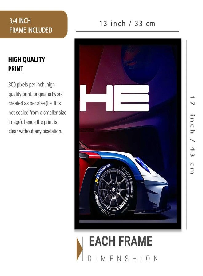 HOTHOUSE Big Porsche Car Framed Posters Gift Items for Boys Room Wall Decoration Bedroom Living Room Office Studio Décor | Car Poster Frame for Wall Décor Set Of 3 Size (13 X 17 inch) - Image 2