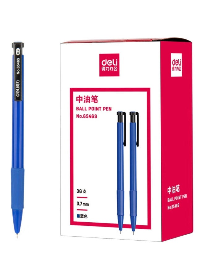 Deli 0.7Mm English Special Low Viscosity Ballpoint Pen Mini Head Medium Oil Pen 36Pcs/Box Dl-6546S Blue - Image 2