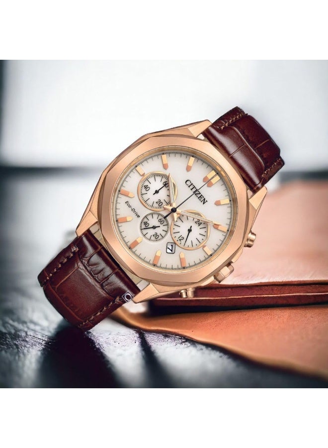 Citizen Eco-Drive Chronograph Ivory White Dial Men's Watch CA4593-15A - Image 5