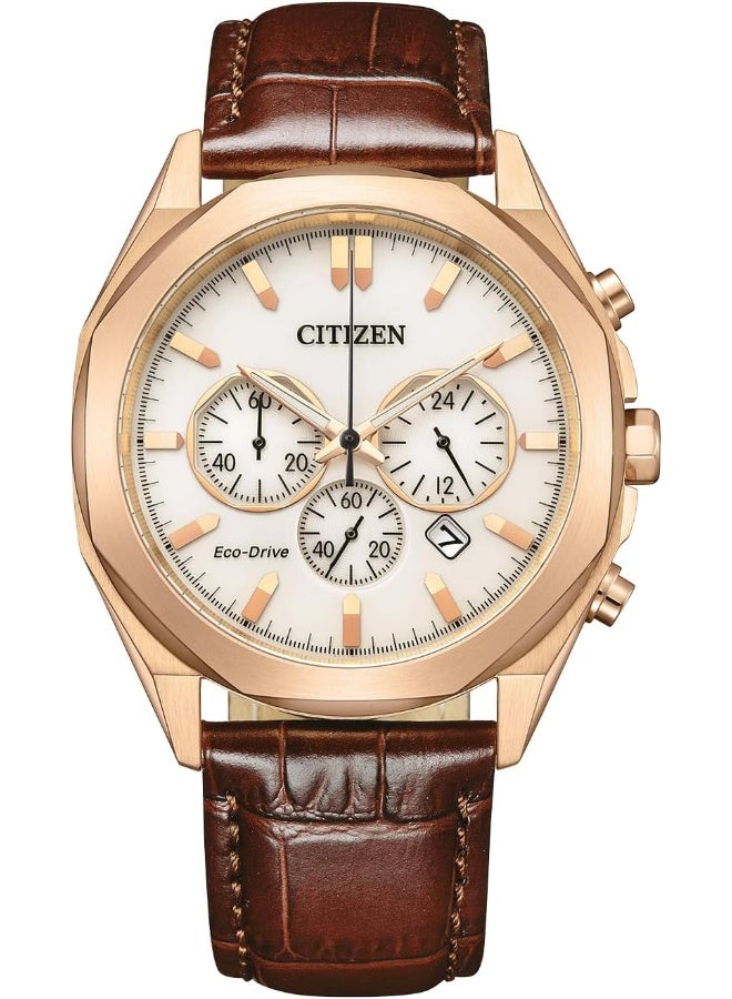 Citizen Eco-Drive Chronograph Ivory White Dial Men's Watch CA4593-15A - Image 1