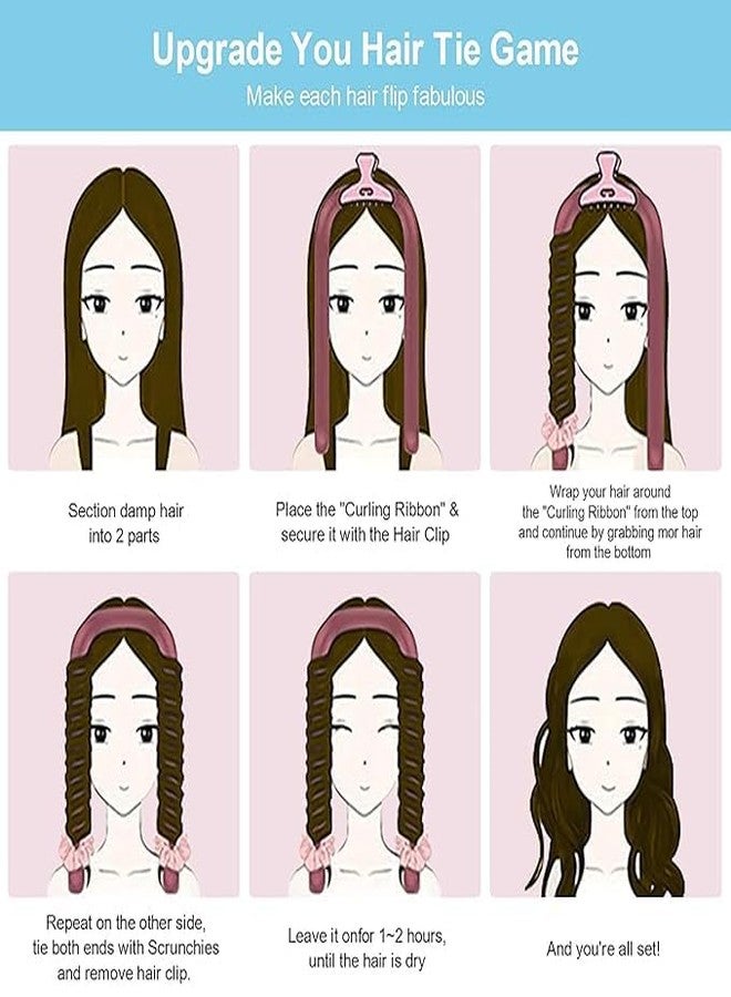 Calixe Heatless Hair Curler for Women | Satin No-Heat Curling Rod with Soft Foam Ribbon, Overnight Curl Set with Scrunchies & Claw Clip | Smooth Frizz-Free Waves for Long Hair (Pink) - Image 3