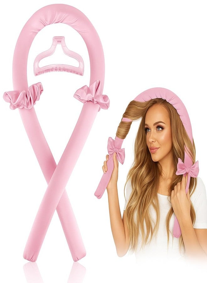 Calixe Heatless Hair Curler for Women | Satin No-Heat Curling Rod with Soft Foam Ribbon, Overnight Curl Set with Scrunchies & Claw Clip | Smooth Frizz-Free Waves for Long Hair (Pink) - Image 1