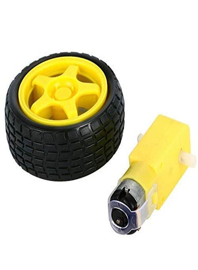 QBM DC BO Motor Dual Shaft Smart Car Robot Gear Motor (Pack of 2 BO Motor with Wheels) - Image 3