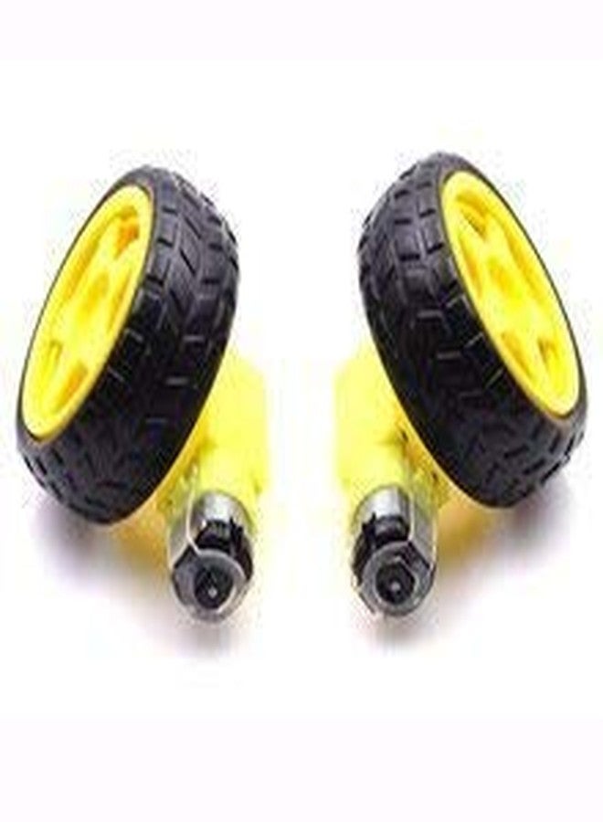 QBM DC BO Motor Dual Shaft Smart Car Robot Gear Motor (Pack of 2 BO Motor with Wheels) - Image 1