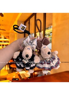 Generic Handdog Plaid Skirt Princess Dress Doll Pendant Bag Pendant Decorative Doll Source Factory-Color:Plaid White Edge Love Skirt Style-Height:Hand Knitted Rope Style (pictured)  - Image 3