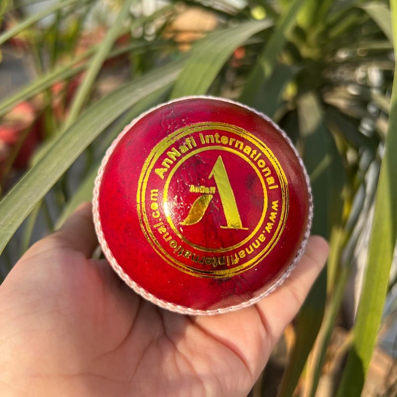 AnNafi ® Red Cricket Ball | Red Color Leather Cricket Balls for Practice A Grade Handstitched | Senior Official Hard & Seasoned |No Stamp for Indoor and Outdoor Practice & Training Cricket Ball - Image 2