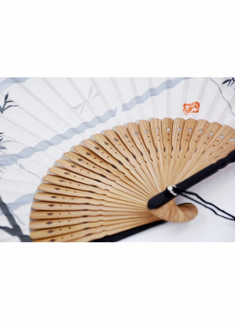 Generic Vintage Bamboo Silk Folding Hand Fan - Portable Handheld Fan for Chinese & Japanese Style, Perfect for Weddings, Parties & Summer Events  - Image 2