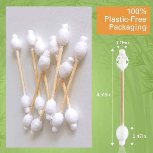 HANNEA® 100-Count Ear Buds Cotton Premium Bamboo Ear Cleaning Buds Multipurpose Double-Tipped Soft Earbuds Cotton Swabs for Baby & Personal Care - Image 2