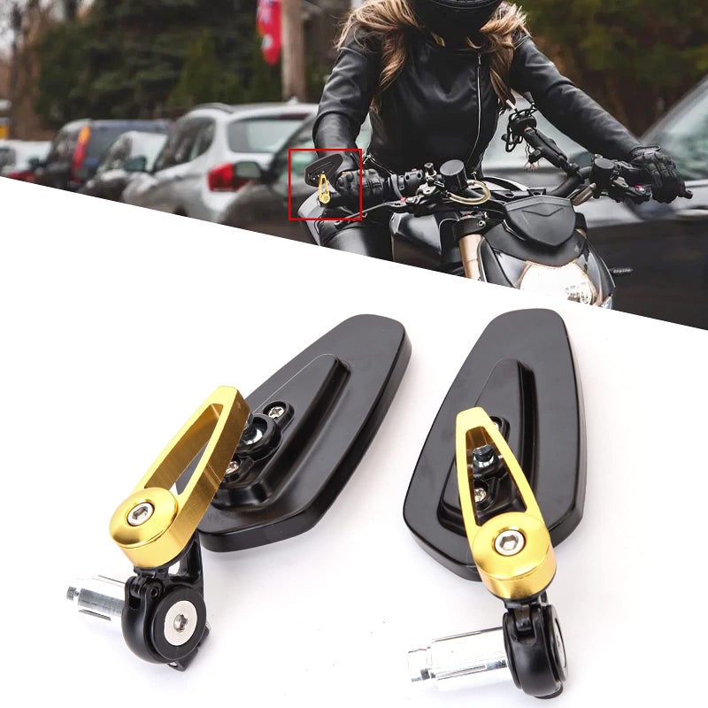 Yellow 78 Bar End Motorcycle Mirror Rearview CNC Motorcycle Mirrors Compatible With Honda GROM MXS125 CB500F Yamaha MT03 MT07 FZ07 MT09 MT10 Z125 pro Z650 Z750 and More
