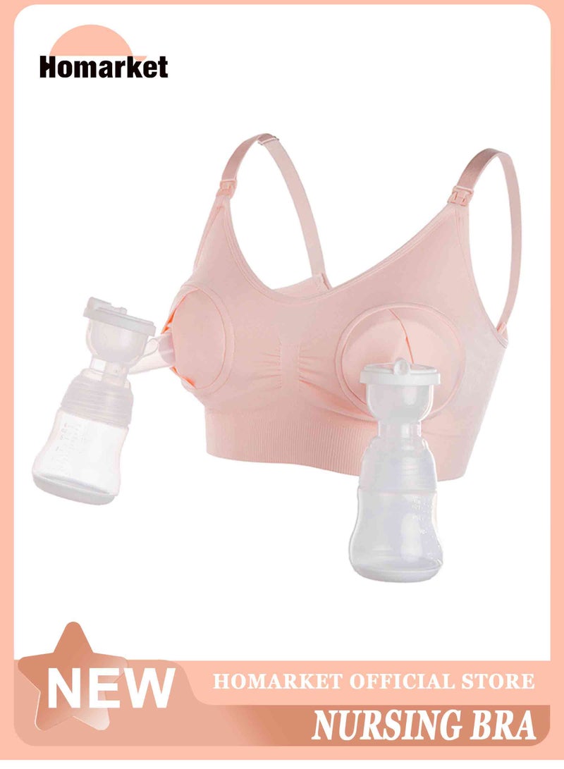HomarKet Hands Free Pumping Bra, Adjustable Breast-Pump Holding and Nursing Bra,Pink(XL) - Image 1