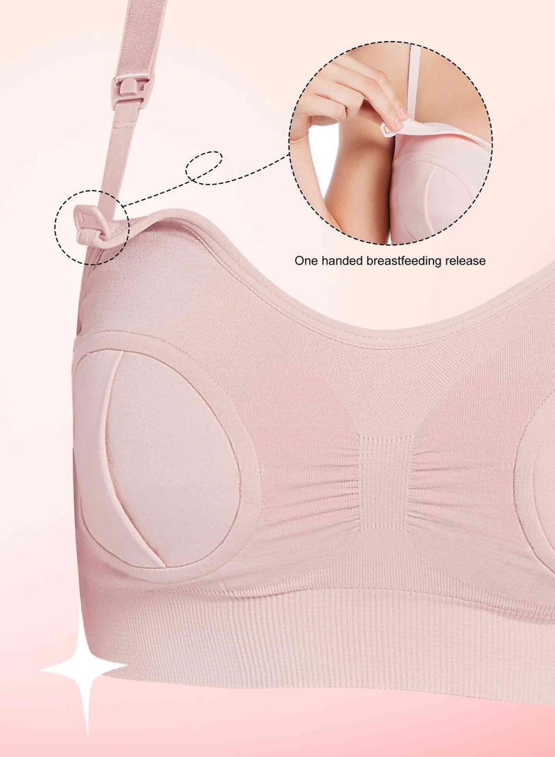 HomarKet Hands Free Pumping Bra, Adjustable Breast-Pump Holding and Nursing Bra,Pink(XL) - Image 5