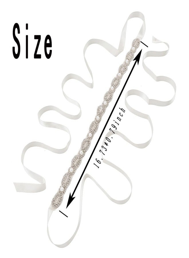 Urieo Pearl Belt for Wedding Dress, Rhinestone Bridal Belt, Crystal Sash Belts for Women - Image 2