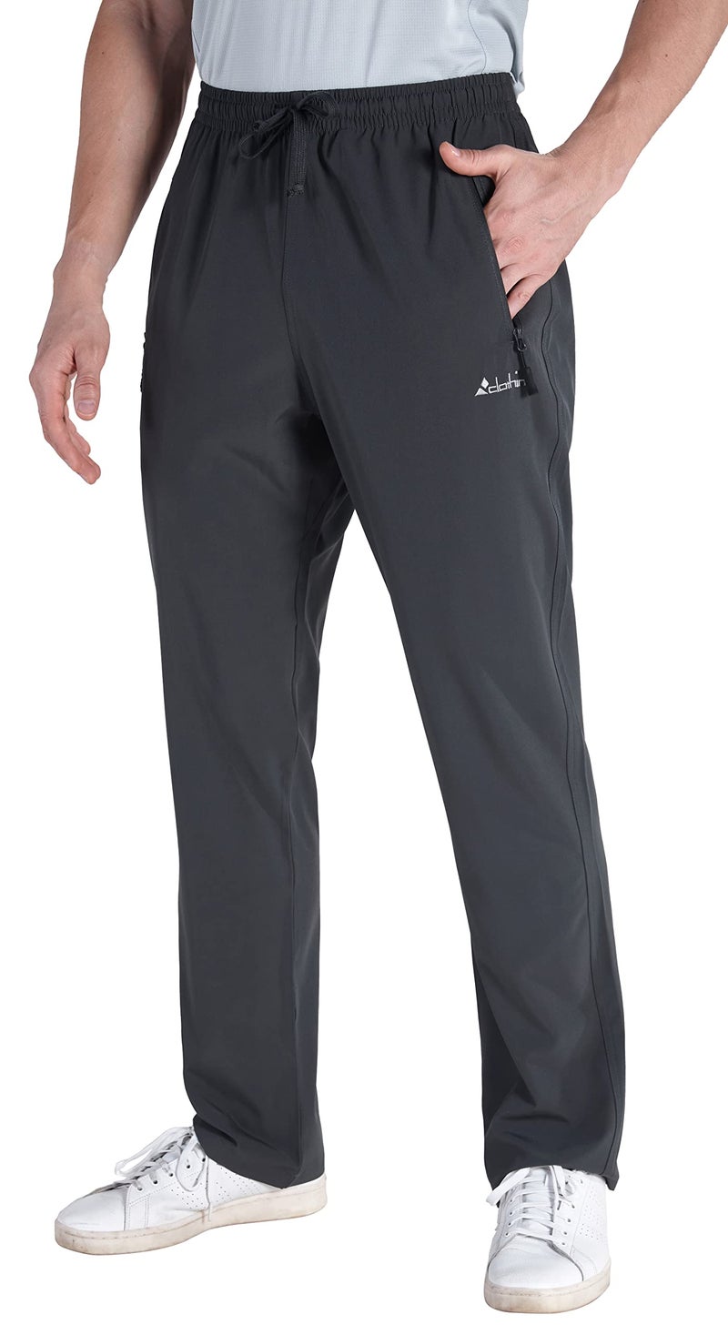 clothin Mens Lightweight QuickDry ElasticWaist Drawstring Pants with Zipper Pockets for Hiking Casual Travel Grey3XL4548W x 30L