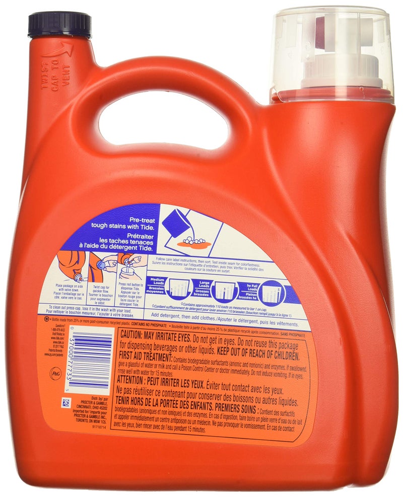 Tide Original 037000777335 High Efficiency Laundry Detergent 150 Oz / 4.43L Mega Value Size -110 Loads (2x Ultra Concentrated) More Power Per Drop - Image 2