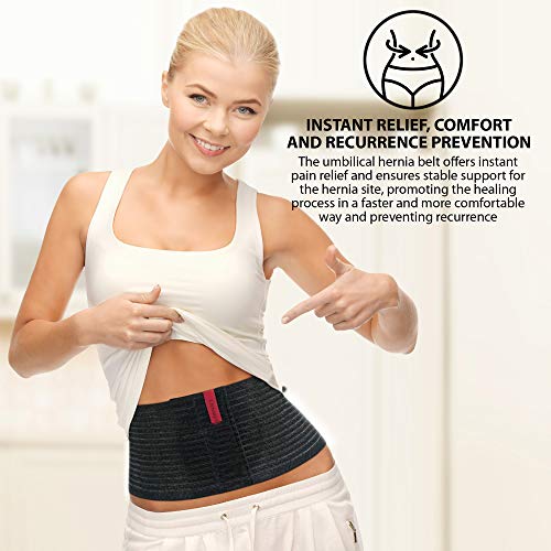 ORTONYX Umbilical Hernia Belt for Men and Women / 6.25" Abdominal Binder With Hernia Support Pad/Post-Surgical Belly Band - Black OX5241-S/M - Image 3