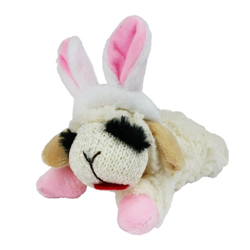 Multipet Lamb Chop Dog Plush Toy w/Easter Bunny Ears - Squeaky Toy for All Dogs - Extra Soft Plush - Stuffed Animal for Cuddling & Playing (6”, Cream/Pink) - Image 1