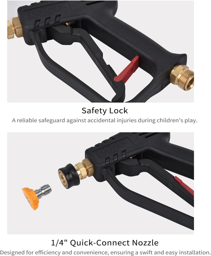 Eacam High Pressure Washer Gun, 4000 PSI Max Short Pressure Washer Gun Car Cleaning Tool with 5 Color Quick Connect Nozzles M22 Hose Connector - Image 5