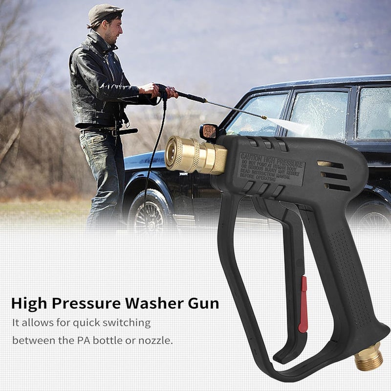 Eacam High Pressure Washer Gun, 4000 PSI Max Short Pressure Washer Gun Car Cleaning Tool with 5 Color Quick Connect Nozzles M22 Hose Connector - Image 2