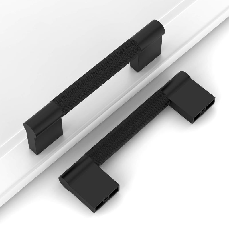 Coinkoly 10 Pack 33496mm Matte Black Cabinet Handles Kitchen Cabinet Pulls Black Knurled Cabinet Hardware Drawer Pulls for Cupboard - Image 2