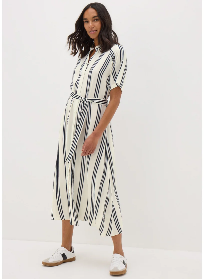 Matalan Cream Stripe Shirt Midi Dress