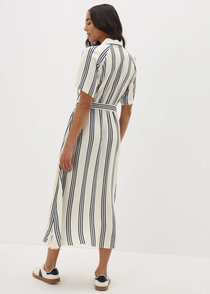 ماتلان Striped Shirred Midi Dress