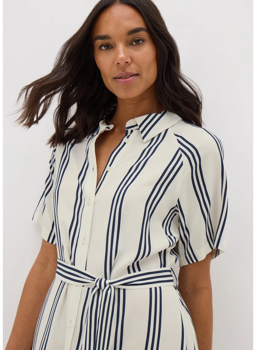 Matalan Cream Stripe Shirt Midi Dress