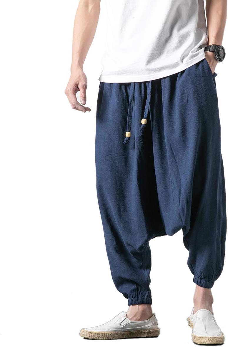 Men's Harem Pants, Drop Crotch Pants, Genie Pants Plus Size Harem Jogge Balloon Yoga - Image 4