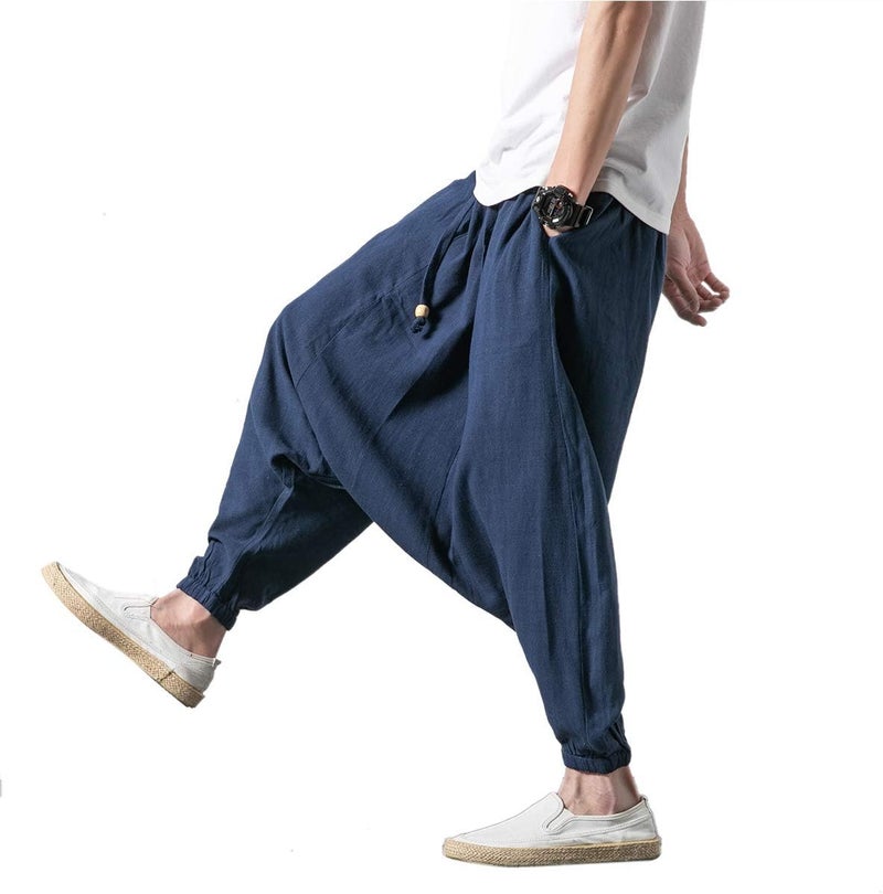 Men's Harem Pants, Drop Crotch Pants, Genie Pants Plus Size Harem Jogge Balloon Yoga - Image 3