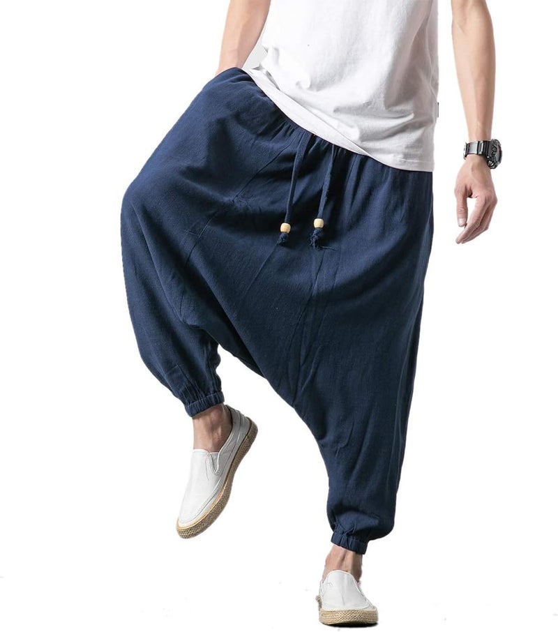 Men's Harem Pants, Drop Crotch Pants, Genie Pants Plus Size Harem Jogge Balloon Yoga - Image 1