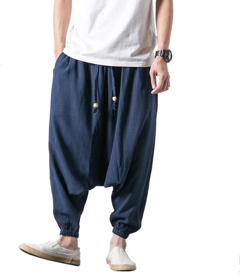Men's Harem Pants, Drop Crotch Pants, Genie Pants Plus Size Harem Jogge Balloon Yoga - Image 5