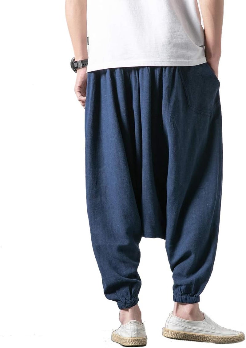 Men's Harem Pants, Drop Crotch Pants, Genie Pants Plus Size Harem Jogge Balloon Yoga - Image 2