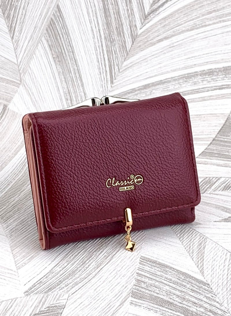 كلاسيك ميلانو - محفظة نسائية أنيقة من الجلد الصناعي مع حافظة بطاقات | محفظة عملات معدنية للنساء | محفظة نسائية نحيفة للاستخدام اليومي والسفر والهدايا - Image 1