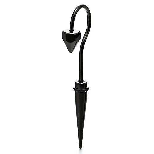 COOLSTEELANDBEYOND Mens Women Long Dangle Black Horn Claw Stud Earrings Stainless Steel, Screw Back, 2pcs - Image 2