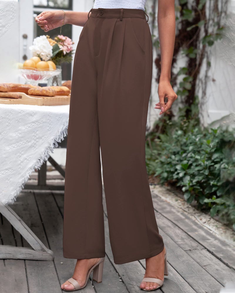 GRAPENT Women's Wide Leg Dress Pants - Brown Slacks for Women, Size X-Large/16-18, Old Money Outfits - Image 3