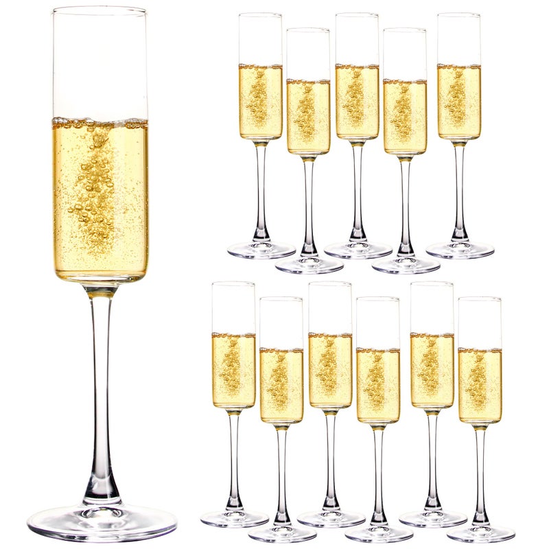 Champagne Flutes Set of 12 6oz Classic Champagne Glasses Sparkling Wine Glass Stemmed Champagne Flutes for Party Wedding and Home Clear