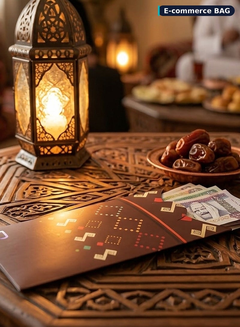 إي كوميرس باج مغلفات هدايا تراثية سدوية 8 قطع بنقوش الفن الشعبي السعودي للأعراس والتخرج والعيد وتقديم الهدايا النقدية - Image 3