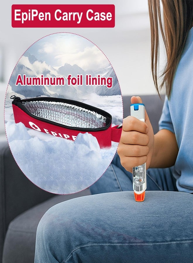 ICIMBI 2-Pack EpiPen Carry Case Insulated,Red Epipen Holder Bag with Carabiner-for 1 EpiPen Asthma Allergy Medication,Sports Outdoors Travel Epipen Case for Walking or Running - Image 2