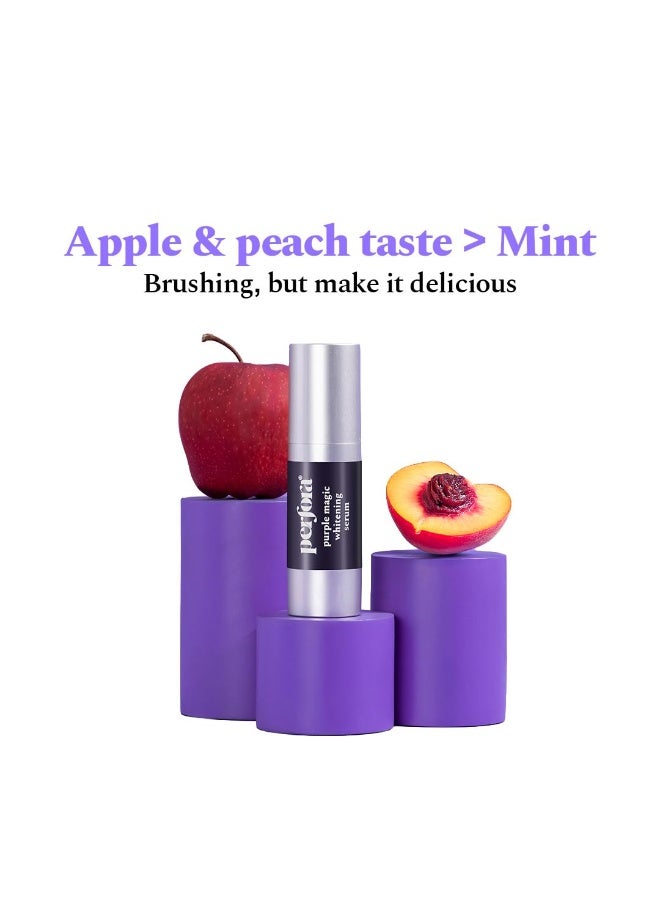 Perfora Purple Teeth Whitening Toothpaste Serum | Color Corrector Purple Toothpaste | Tooth Stain Removal | Enamel Safe & Effective Teeth Whitener | Apple Peach Flavor - 30 Millilitre - Image 2