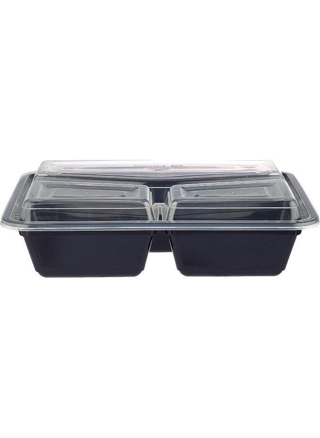 Hotpack Disposable Bento, Food Storage, Microwavable Meal Prep Container, Black Base Rectangular Container 3-Compartment with Clear Lid, 50 Pieces - pzsku/ZFEC4FDD7194626874673Z/45/_/1739530054/4617428a-cc7e-42b7-badb-113d4c0b7f96