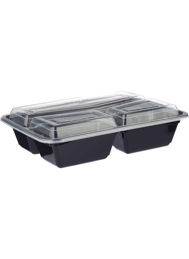 Hotpack Disposable Bento, Food Storage, Microwavable Meal Prep Container, Black Base Rectangular Container 3-Compartment with Clear Lid, 50 Pieces - pzsku/ZFEC4FDD7194626874673Z/45/_/1739530056/6a55cdd7-a9b7-47a4-a468-9d307c383221