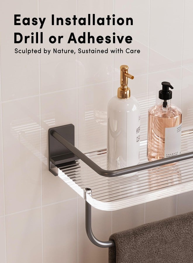 Onlysky Adhesive Bathroom Shelves, Acrylic Floating Bathroom Shelves, Rental Friendly Wall Shelf No Drill(Grey, 15.7 Inches) - Image 4