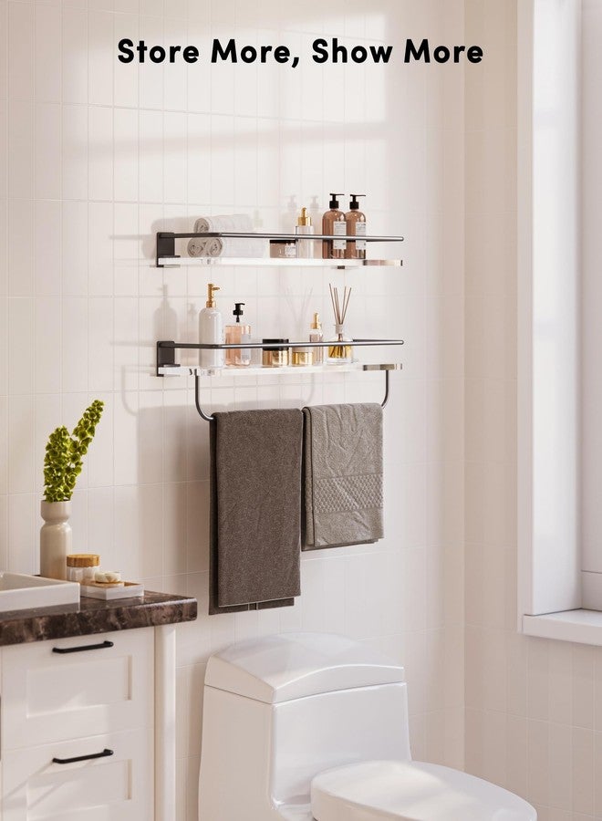 Onlysky Adhesive Bathroom Shelves, Acrylic Floating Bathroom Shelves, Rental Friendly Wall Shelf No Drill(Grey, 15.7 Inches) - Image 5