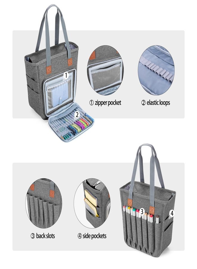LUXJA Bible Case Tote for Women, Bible Bag with Multiple Pockets for Bible Study Items, Gray - Image 4